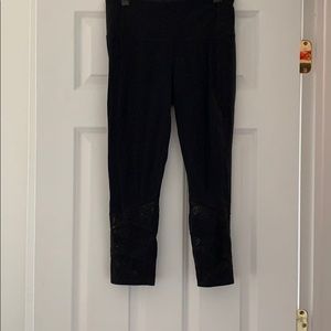 Athlete leggings has a cool mesh zig zag at bottom